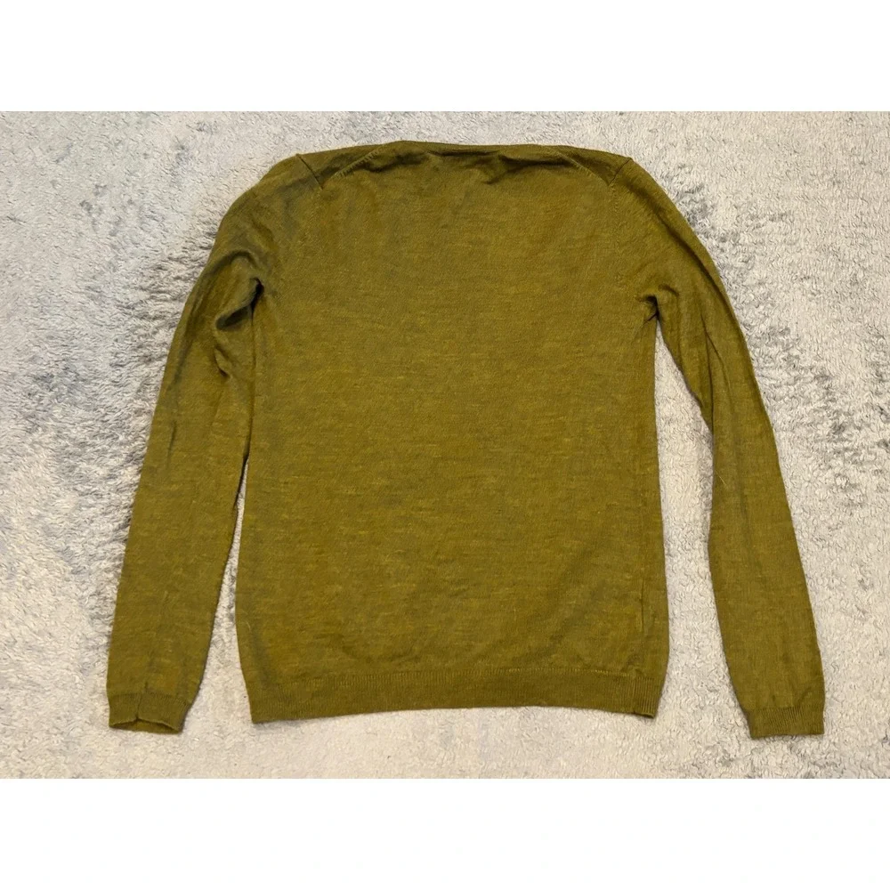 Ann Taylor Loft Cardigan Sweater Womens Small Merino Wool Blend Green V Neck